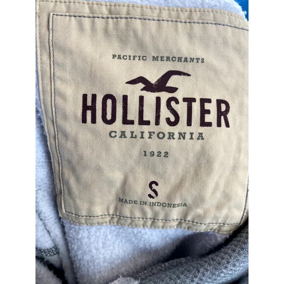 Y2K Hollister Heather Gray Soft & Thick Branded Logo Letter Hoodie S - Picture 8 of 10